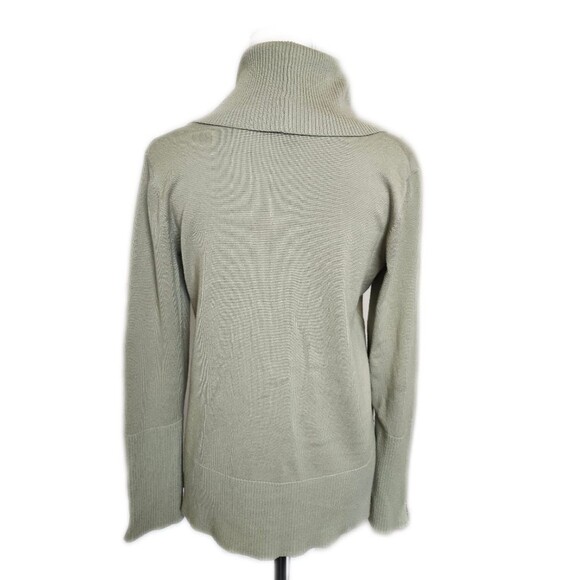 Cable & Gauge Sage Green Cowl Turtleneck Fine Knit Sweater, M - Picture 4 of 8
